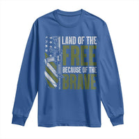Land of the Free Because of the Brave Long Sleeve Shirt Gun American Flag - Wonder Print Shop