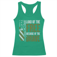 Land of the Free Because of the Brave Racerback Tank Top Gun American Flag - Wonder Print Shop