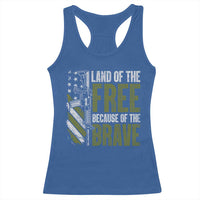 Land of the Free Because of the Brave Racerback Tank Top Gun American Flag - Wonder Print Shop