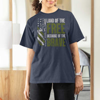 Land of the Free Because of the Brave T Shirt For Women Gun American Flag - Wonder Print Shop