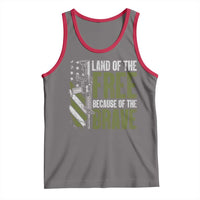 Land of the Free Because of the Brave Tank Top Gun American Flag - Wonder Print Shop