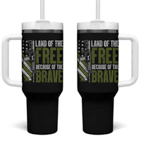 Land of the Free Because of the Brave Tumbler With Handle Gun American Flag - Wonder Print Shop