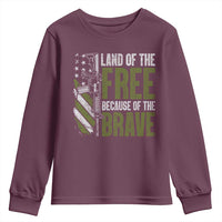 Land of the Free Because of the Brave Youth Sweatshirt Gun American Flag - Wonder Print Shop