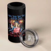 You Look Like The 4th Of July Makes Me Want A Hot Dog Real Bad 4 in 1 Can Cooler Tumbler Funny 4th July Hot Dog Meme - Wonder Print Shop