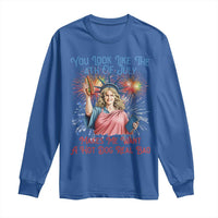 You Look Like The 4th Of July Makes Me Want A Hot Dog Real Bad Long Sleeve Shirt Funny 4th July Hot Dog Meme - Wonder Print Shop