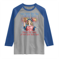 You Look Like The 4th Of July Makes Me Want A Hot Dog Real Bad Raglan Shirt Funny 4th July Hot Dog Meme - Wonder Print Shop