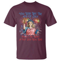 You Look Like The 4th Of July Makes Me Want A Hot Dog Real Bad T Shirt Funny 4th July Hot Dog Meme - Wonder Print Shop