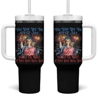 You Look Like The 4th Of July Makes Me Want A Hot Dog Real Bad Tumbler With Handle Funny 4th July Hot Dog Meme - Wonder Print Shop