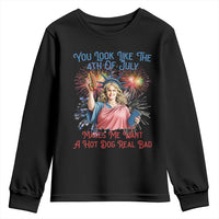 You Look Like The 4th Of July Makes Me Want A Hot Dog Real Bad Youth Sweatshirt Funny 4th July Hot Dog Meme - Wonder Print Shop