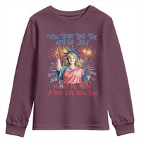 You Look Like The 4th Of July Makes Me Want A Hot Dog Real Bad Youth Sweatshirt Funny 4th July Hot Dog Meme - Wonder Print Shop