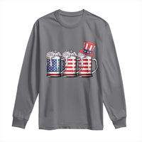 Beer American Flag 4th of July Long Sleeve Shirt Merica Drinking USA - Wonder Print Shop