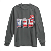 Beer American Flag 4th of July Long Sleeve Shirt Merica Drinking USA - Wonder Print Shop