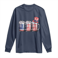 Beer American Flag 4th of July Long Sleeve Shirt Merica Drinking USA - Wonder Print Shop