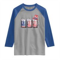 Beer American Flag 4th of July Raglan Shirt Merica Drinking USA - Wonder Print Shop