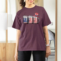 Beer American Flag 4th of July T Shirt For Women Merica Drinking USA - Wonder Print Shop