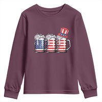 Beer American Flag 4th of July Youth Sweatshirt Merica Drinking USA - Wonder Print Shop
