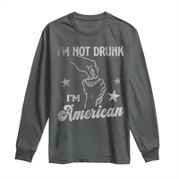 Funny 4th of July Drinking Long Sleeve Shirt Not Drunk I am American - Wonder Print Shop