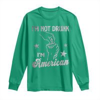 Funny 4th of July Drinking Long Sleeve Shirt Not Drunk I am American - Wonder Print Shop