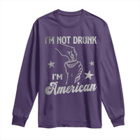Funny 4th of July Drinking Long Sleeve Shirt Not Drunk I am American - Wonder Print Shop
