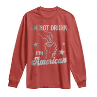 Funny 4th of July Drinking Long Sleeve Shirt Not Drunk I am American - Wonder Print Shop