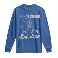 Funny 4th of July Drinking Long Sleeve Shirt Not Drunk I am American - Wonder Print Shop