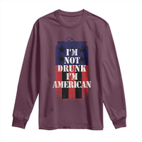 Funny Beer American Flag 4th of July Long Sleeve Shirt Not Drunk I am American Merica USA - Wonder Print Shop