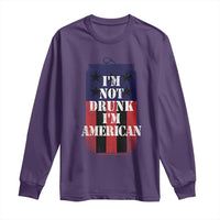 Funny Beer American Flag 4th of July Long Sleeve Shirt Not Drunk I am American Merica USA - Wonder Print Shop