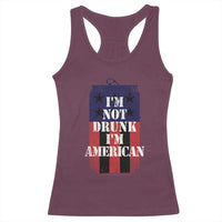 Funny Beer American Flag 4th of July Racerback Tank Top Not Drunk I am American Merica USA - Wonder Print Shop