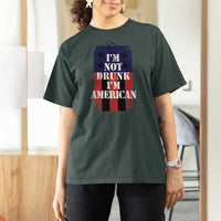 Funny Beer American Flag 4th of July T Shirt For Women Not Drunk I am American Merica USA - Wonder Print Shop