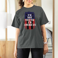 Funny Beer American Flag 4th of July T Shirt For Women Not Drunk I am American Merica USA - Wonder Print Shop