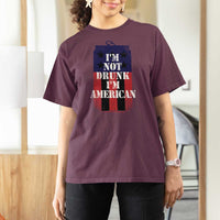 Funny Beer American Flag 4th of July T Shirt For Women Not Drunk I am American Merica USA - Wonder Print Shop