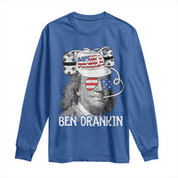 4th of July Ben Drankin Long Sleeve Shirt Funny Benjamin Franklin USA Flag - Wonder Print Shop