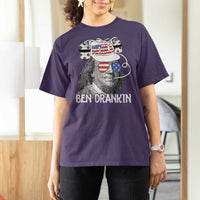 4th of July Ben Drankin T Shirt For Women Funny Benjamin Franklin USA Flag - Wonder Print Shop