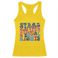 Stars Stripes And Equal Rights Racerback Tank Top Groovy Retro 4th Of July - Wonder Print Shop