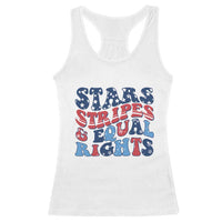 Stars Stripes And Equal Rights Racerback Tank Top Groovy Retro 4th Of July - Wonder Print Shop