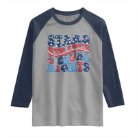 Stars Stripes And Equal Rights Raglan Shirt Groovy Retro 4th Of July - Wonder Print Shop