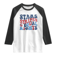 Stars Stripes And Equal Rights Raglan Shirt Groovy Retro 4th Of July - Wonder Print Shop