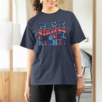 Stars Stripes And Equal Rights T Shirt For Women Groovy Retro 4th Of July - Wonder Print Shop