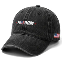 Patriotic Washed Cotton Baseball Cap Freedom American Flag 4th of July