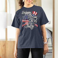 Happy 4th Of July T Shirt For Women Patriotic American Flag USA - Wonder Print Shop