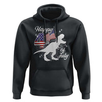 Dinosaur Happy 4th of July Hoodie Patriotic American Flag USA - Wonder Print Shop