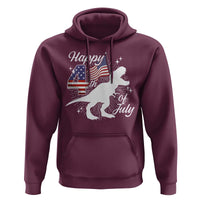 Dinosaur Happy 4th of July Hoodie Patriotic American Flag USA - Wonder Print Shop