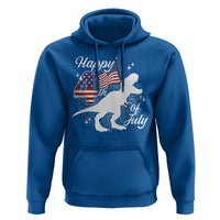 Dinosaur Happy 4th of July Hoodie Patriotic American Flag USA - Wonder Print Shop