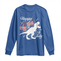 Dinosaur Happy 4th of July Long Sleeve Shirt Patriotic American Flag USA - Wonder Print Shop