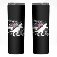 Dinosaur Happy 4th of July Skinny Tumbler Patriotic American Flag USA - Wonder Print Shop