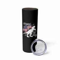 Dinosaur Happy 4th of July Skinny Tumbler Patriotic American Flag USA - Wonder Print Shop