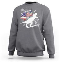 Dinosaur Happy 4th of July Sweatshirt Patriotic American Flag USA - Wonder Print Shop