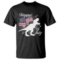Dinosaur Happy 4th of July T Shirt Patriotic American Flag USA - Wonder Print Shop