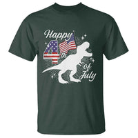 Dinosaur Happy 4th of July T Shirt Patriotic American Flag USA - Wonder Print Shop