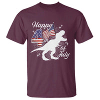 Dinosaur Happy 4th of July T Shirt Patriotic American Flag USA - Wonder Print Shop